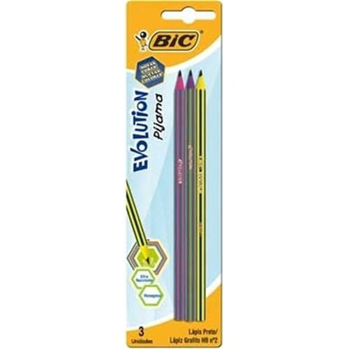 Lápis Preto Bic Evolution Pijama N2 Embalagem 3 Un