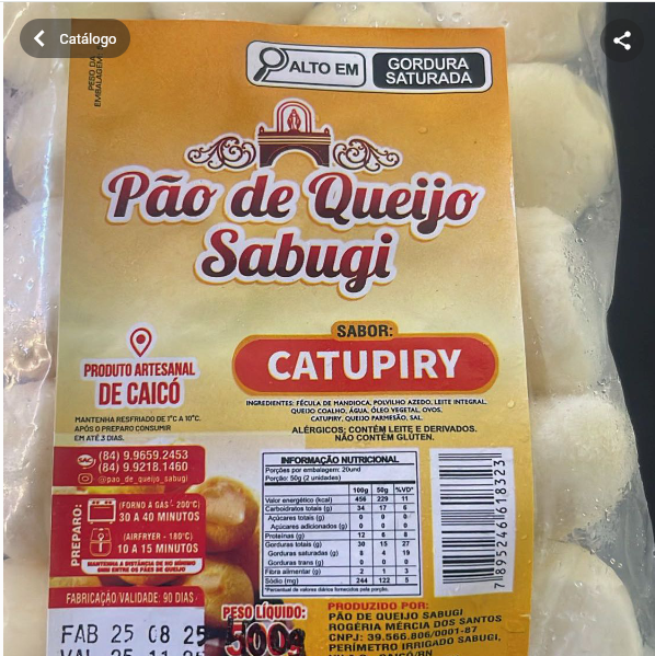 PAO DE QUEIJO CATUPIRY 400G
