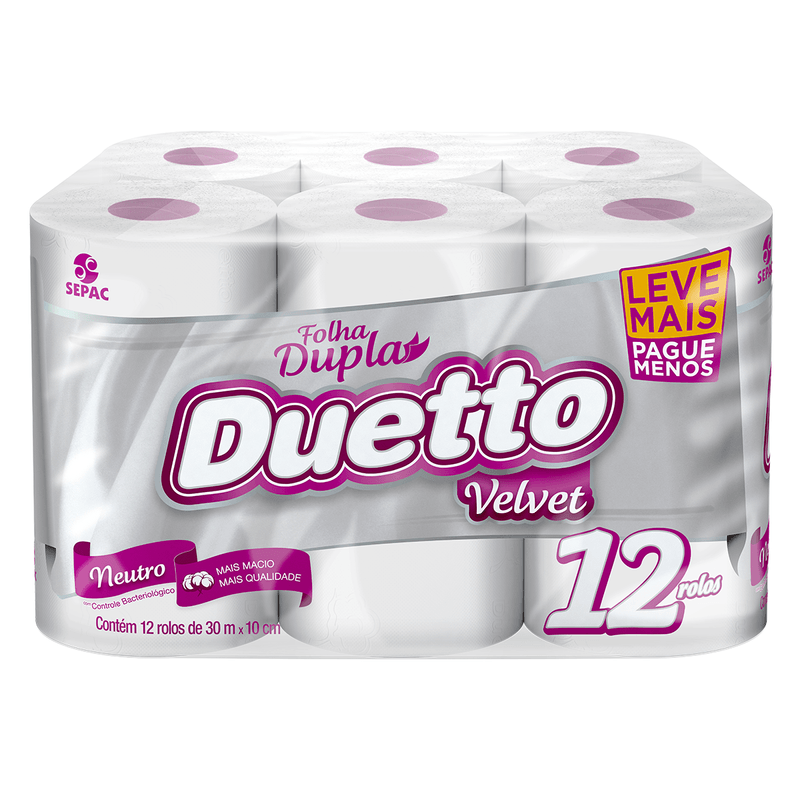 PAPEL HIG DUETTO F. DUPLA VELVET 30M C/12UN