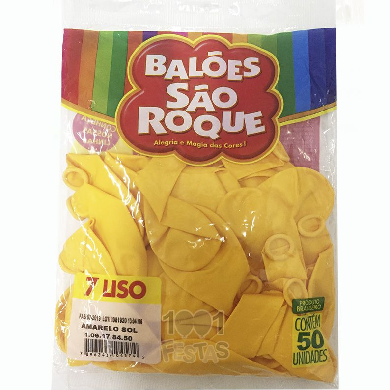 BALÃO BEXIGA SÃO ROQUE AMARELO N7 50UN FESTA