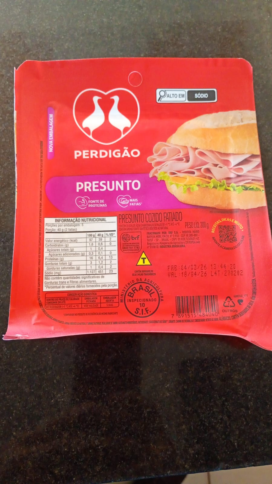 1268 PRESUNTO COZIDO PERDIGÃO 200 G