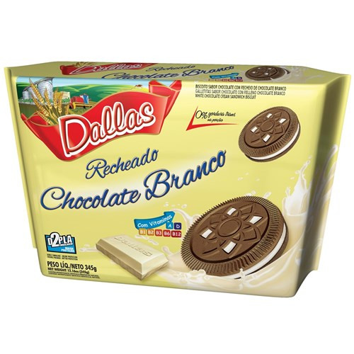BISC RECHEADO DALLAS CHOCOLATE BRANCO 345G