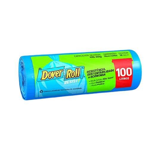 Saco para Lixo Azul Dover-Roll Resist 100l 10un