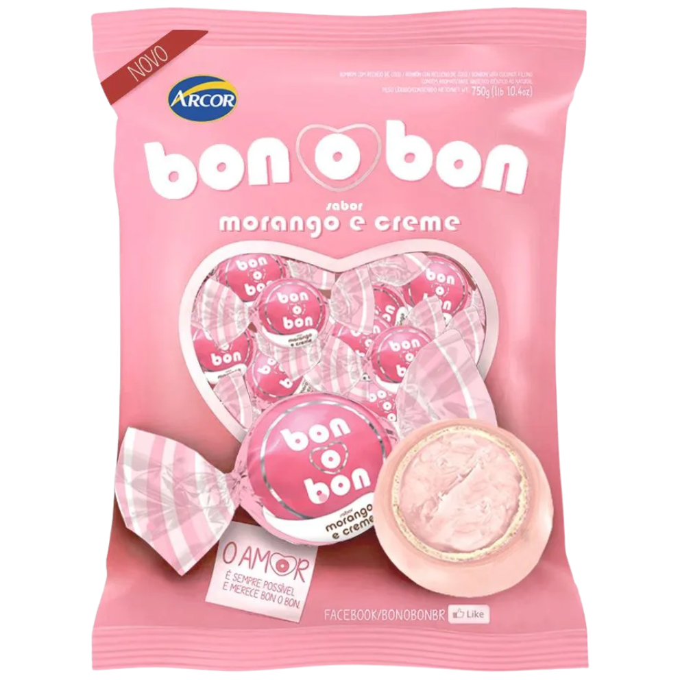 PCT BOMBOM BON O BON "RECHEIO MORANGO" ARCOR 15G C/50UN