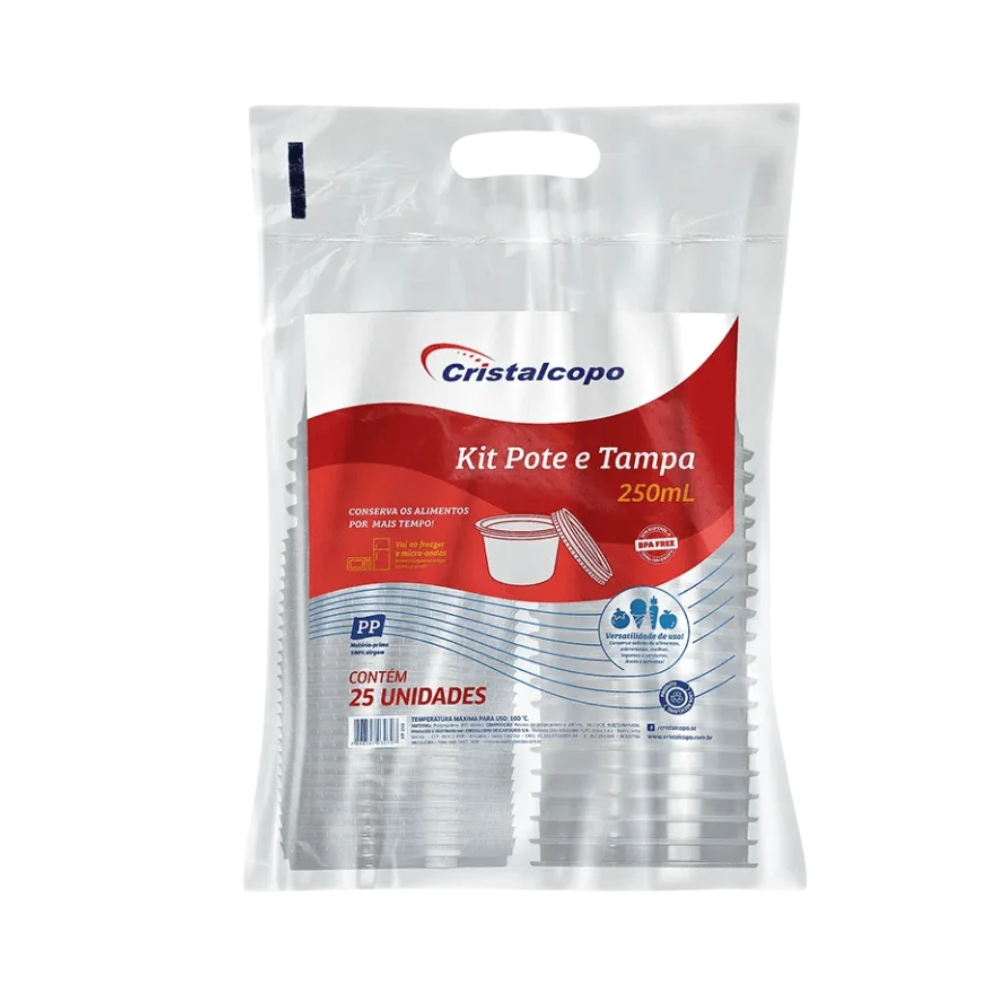 KIT POTE CRISTALCOPO 250ML REDONDO C25