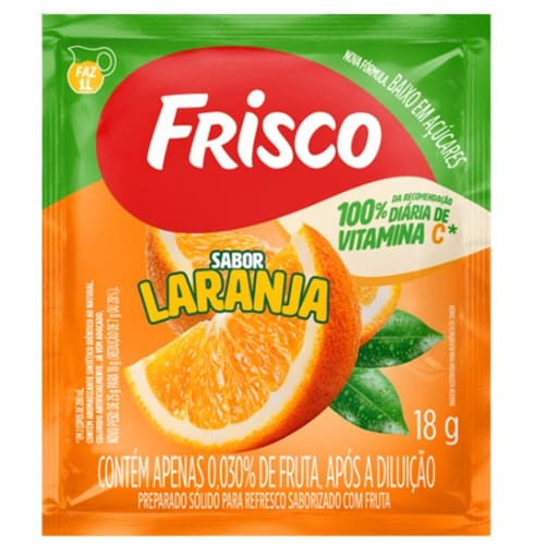 Refresco em Pó Sabor Laranja Frisco 18g
