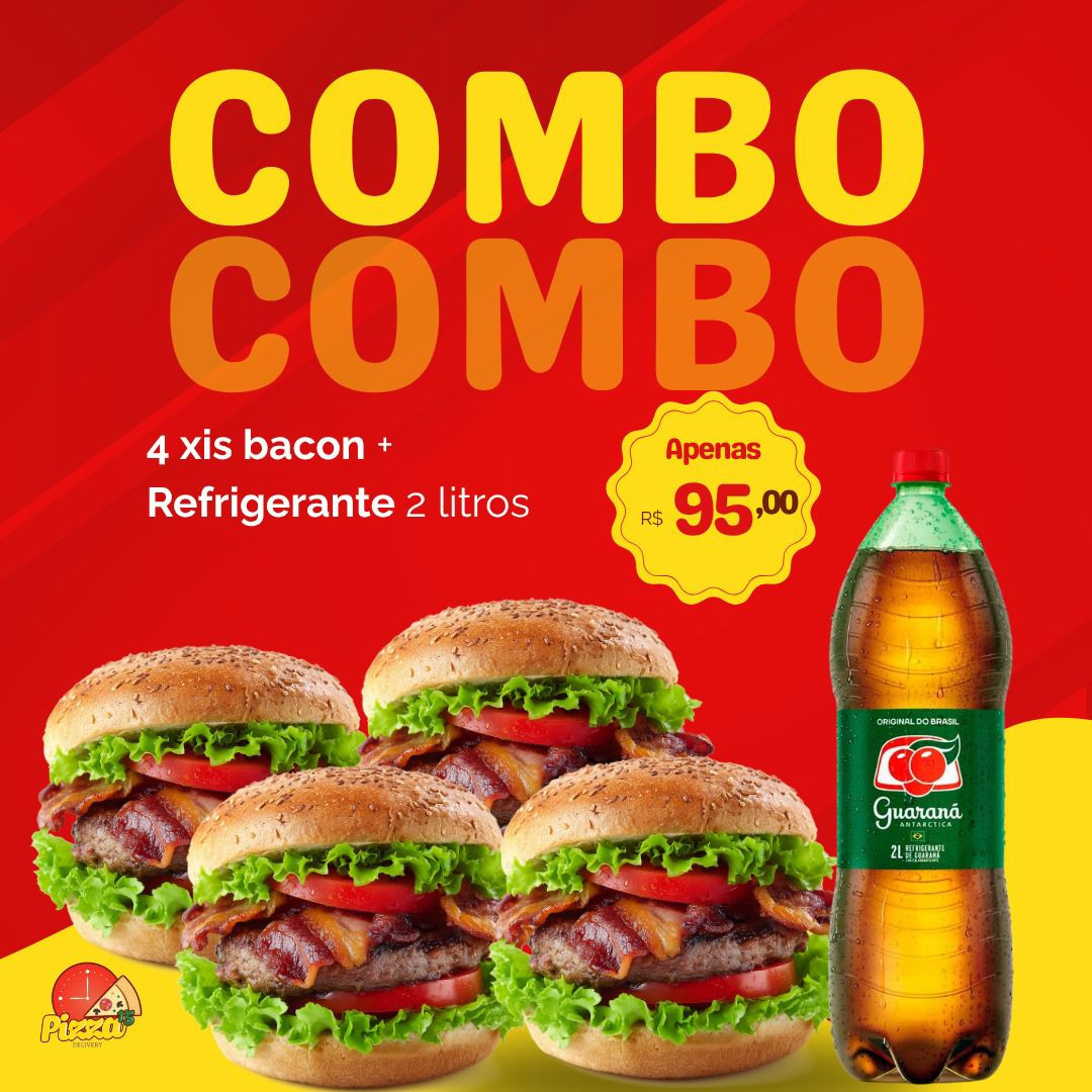 4 XIS BACON + REFRIGERANTE 2L