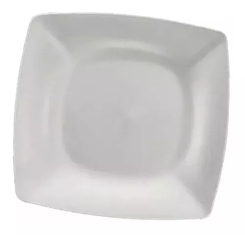 PRATO DE PLÁSTICO RASO BRANCO QUADRADO