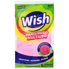PANO MULTIUSO ROSA WISH COM 5 UNIDADES