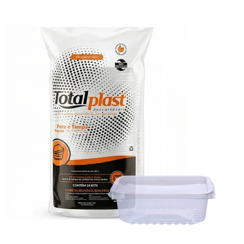 POTE RETANGULAR TOTALPLAST 500ML C24