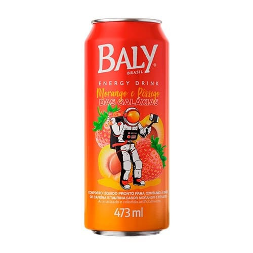 Energético Sabor Morango e Pêssego das Galáxias Baly 473ml