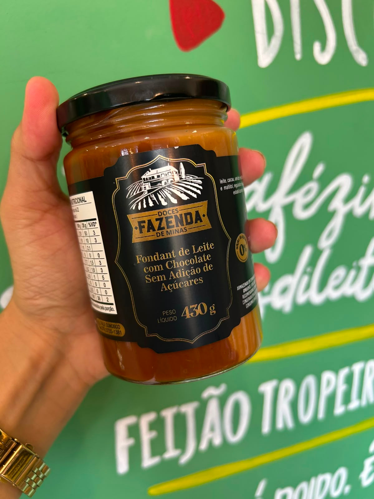 Doce de Leite com Chocolate Zero Adicao de Acucares Fazenda de Minas - 430g