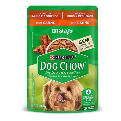 RAÇÃO SACHÊ DOG CHOW ADLT MINI PEQ CARNE 100G BR
