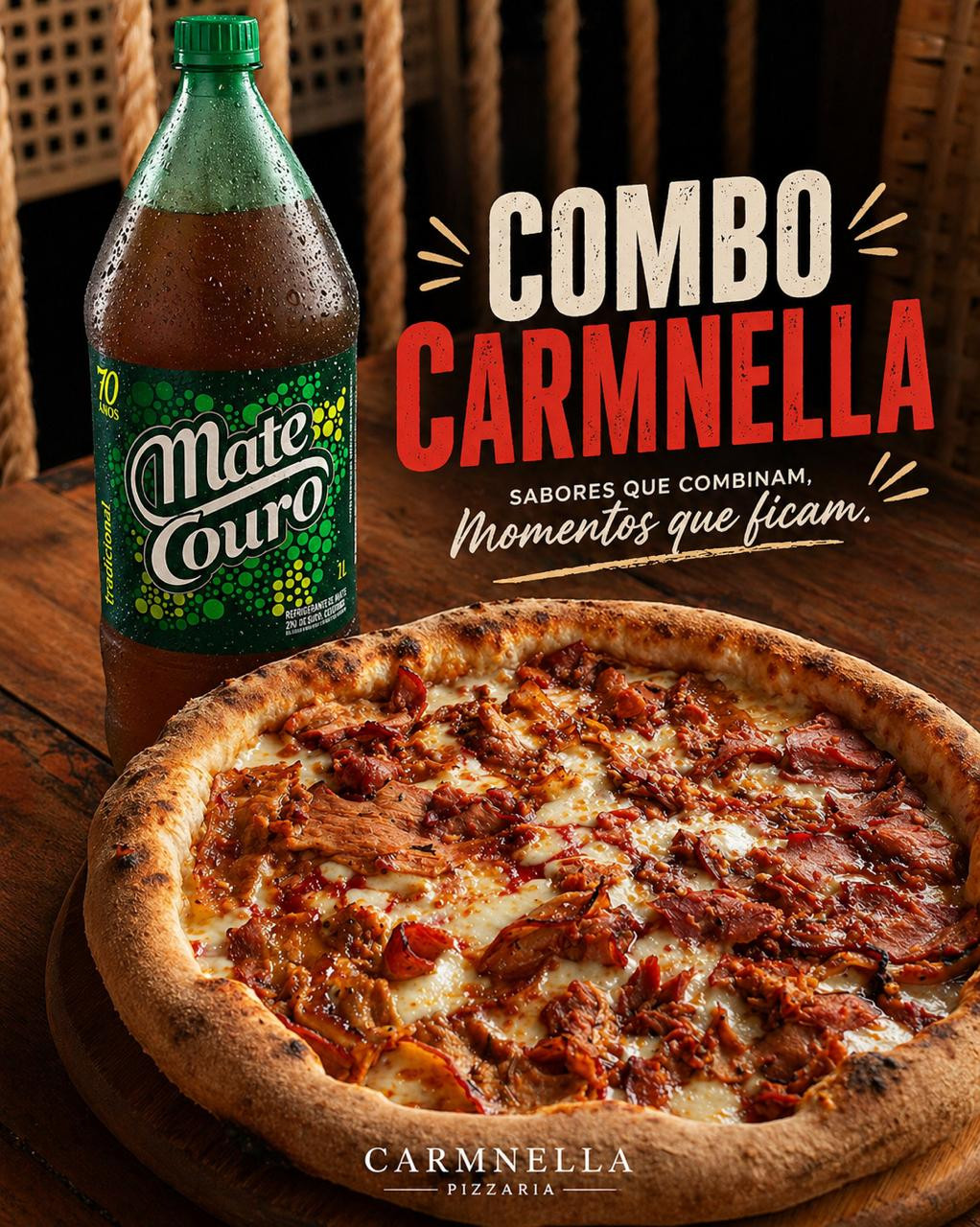 COMBO CARMNELLA - PIZZA G + MATE COURO 1 L