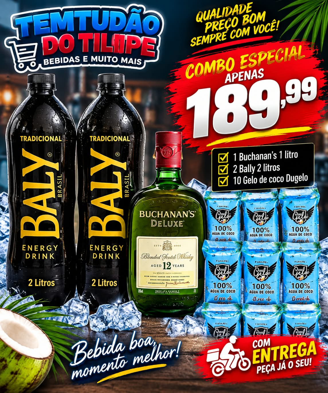 COMBO BUCHANAS 1LT + 2 BALY 2LT + 10 SACHE 
