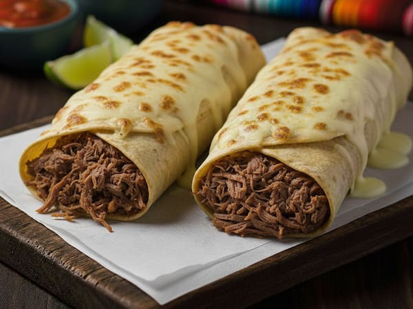 Dupla de Burritos ou Enchiladas Gratinados (2 unidades) - Acompanha molho