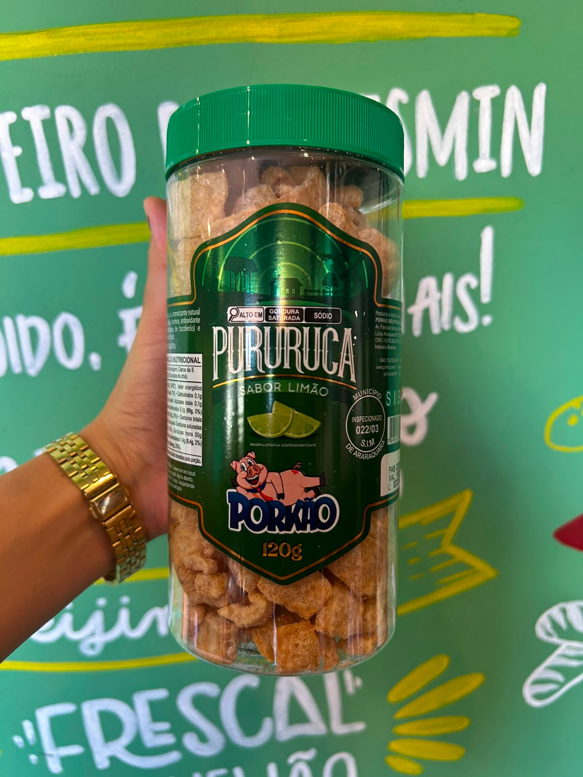 Torresmo Pururuca Sabor Limao - Porkão 120g