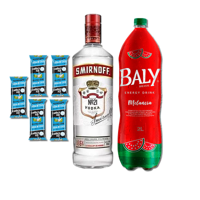 Smirnoff 1l + Baly 2l + 5 gelo de coco 