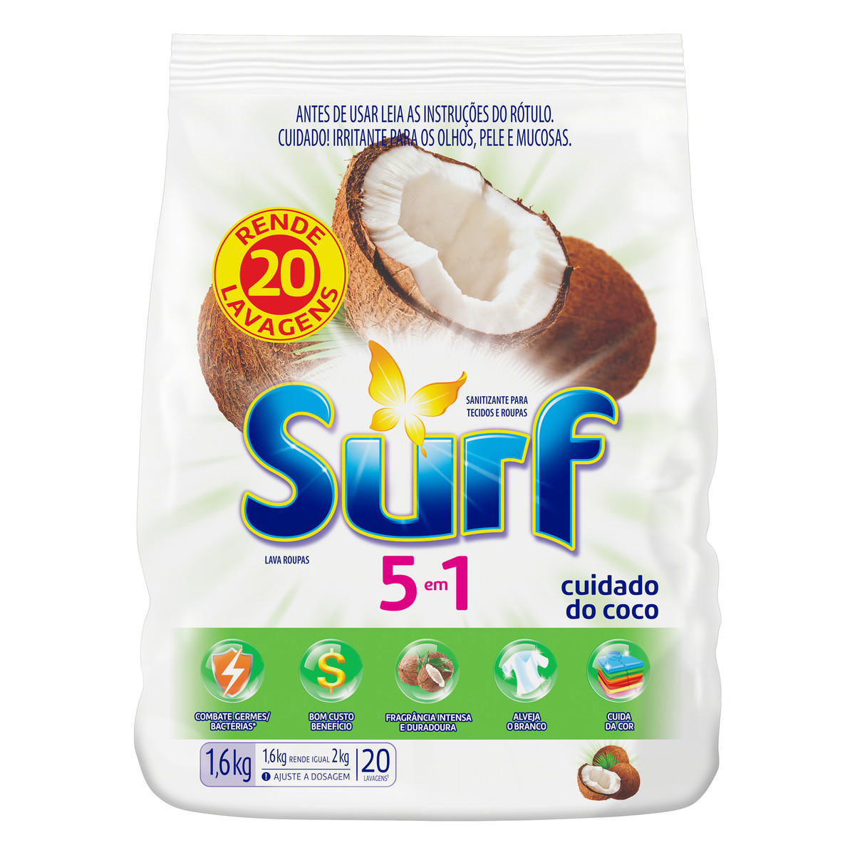 Sabao Po Surf Sc 1,6kg Branco Cuidado Coco