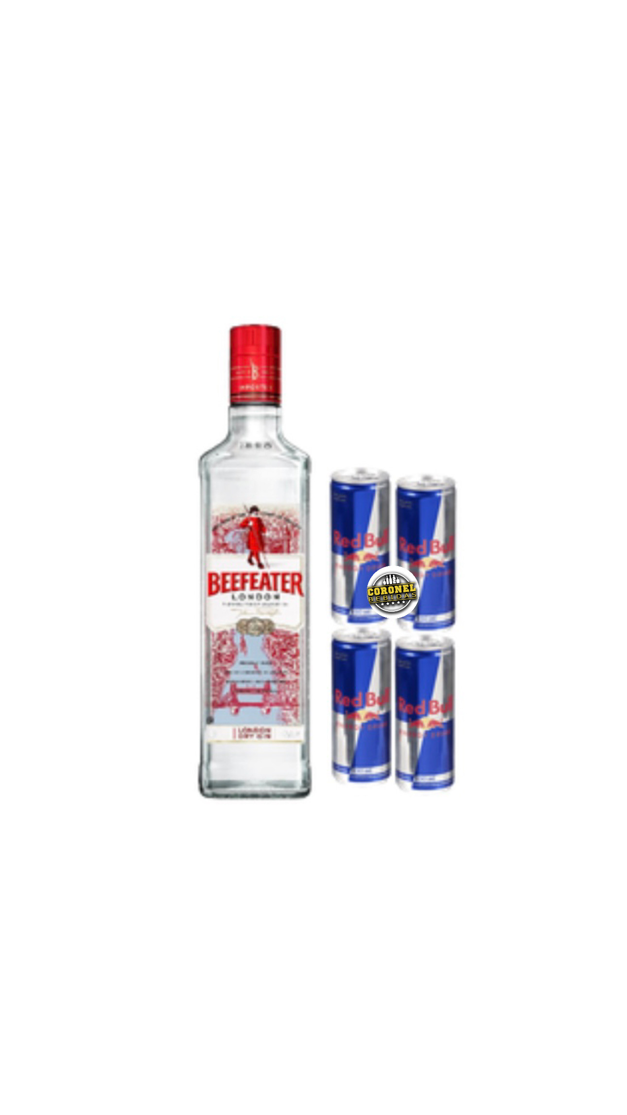 Gin Beffeater Londom 750ml + 4 Redbull (escolher sabores)