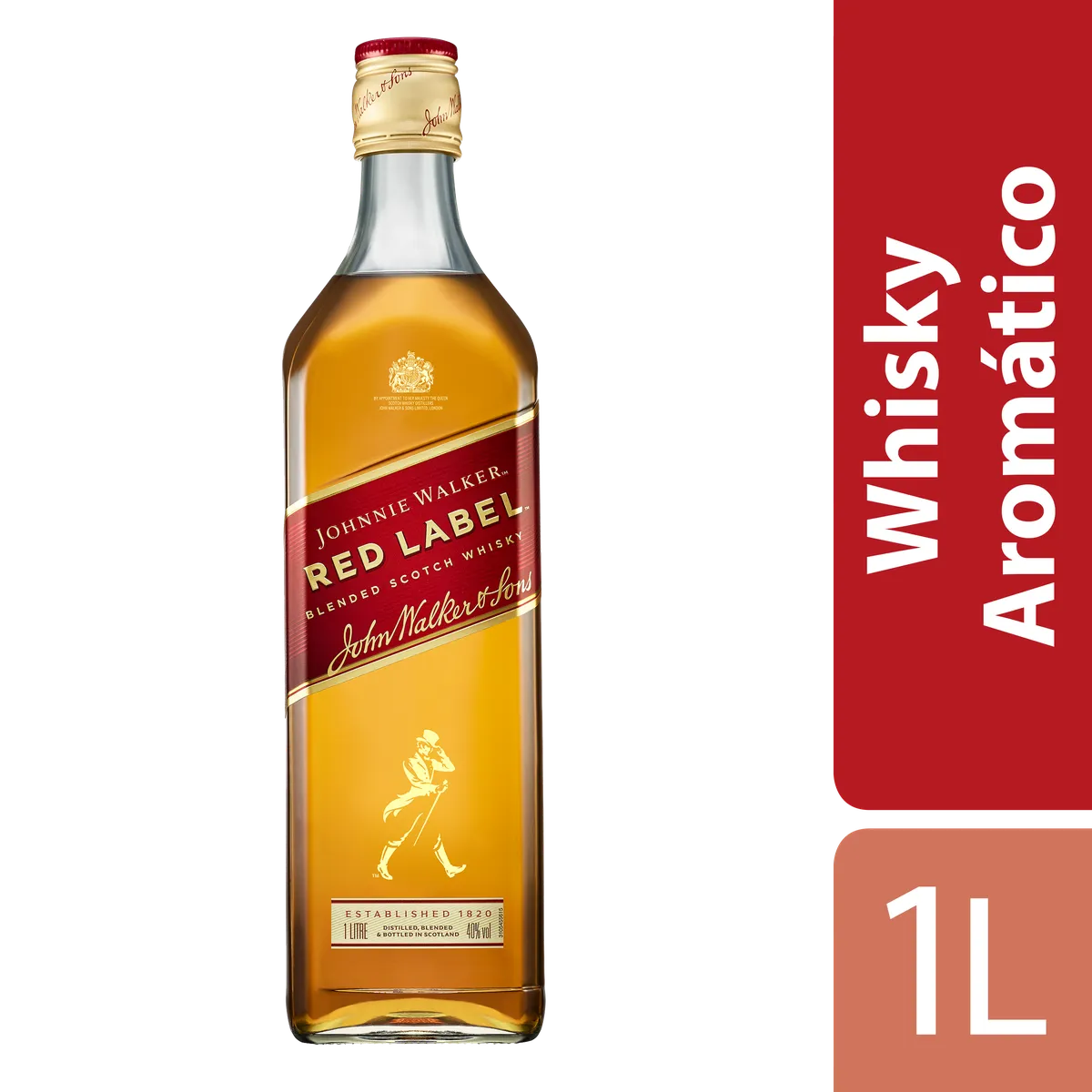 WHISKEY JOHNNIE WALKER RED LABEL GARRAFA VIDRO 1 LT
