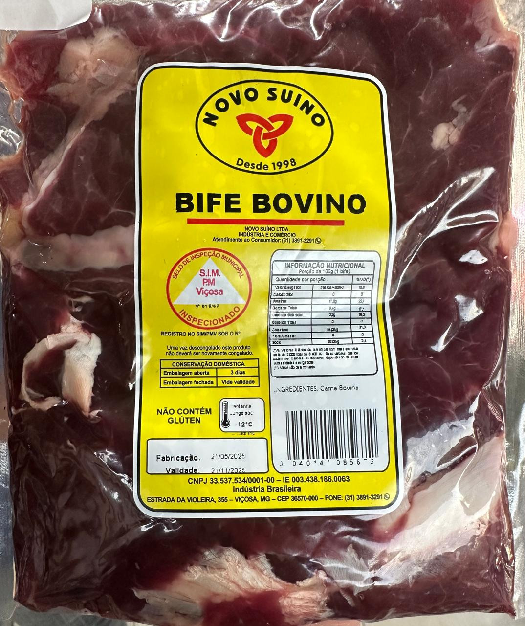 BIFE BOVINO NOVO SUINO