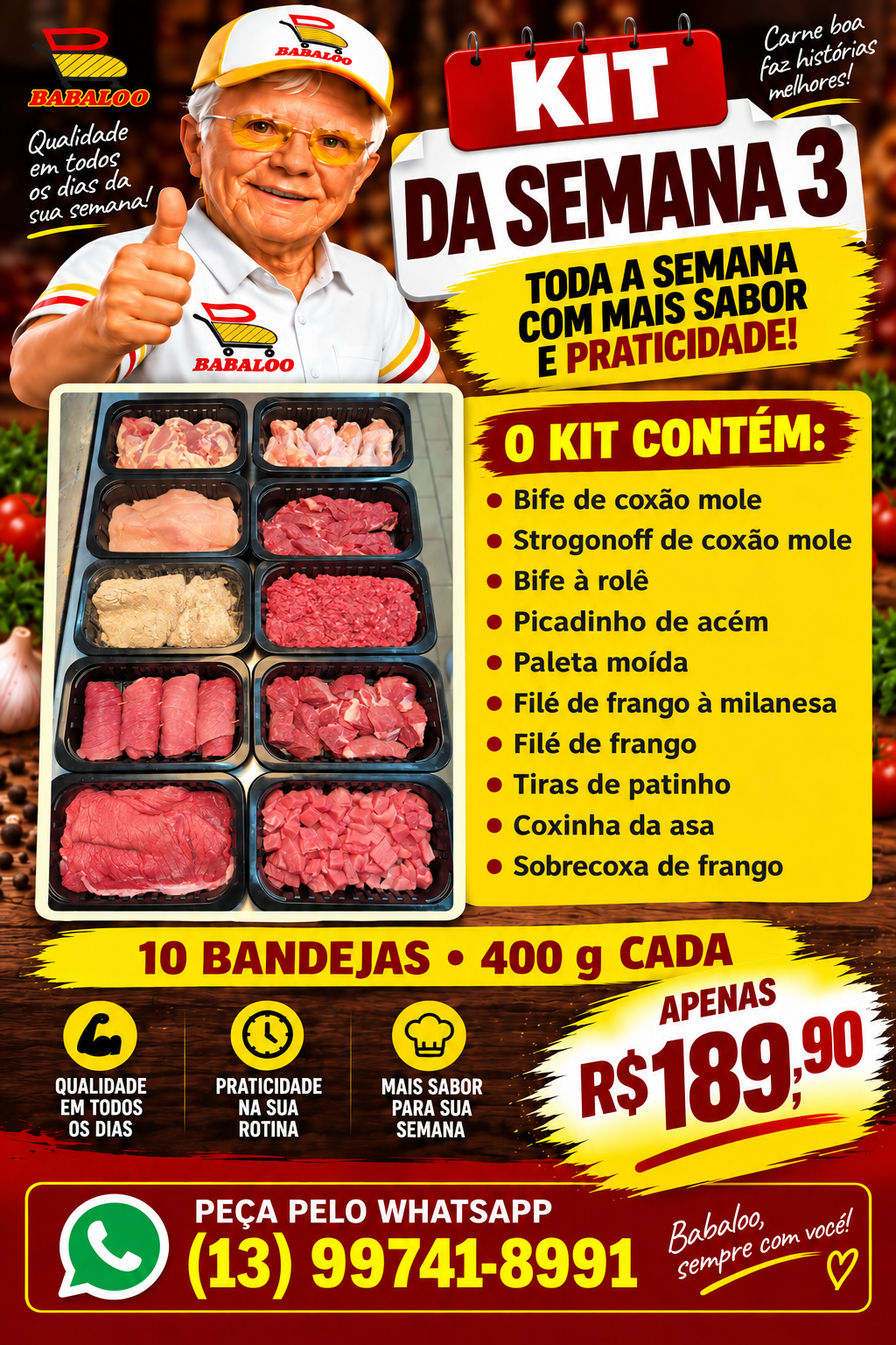 Kit Semana 3 - 10 Bandejas de 400g cada