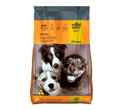 Three Dogs Original Filhotes porte médio e grande 15Kg