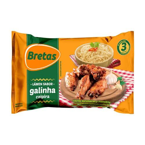 Macarrão Instantâneo Sabor Galinha Caipira Bretas 85g