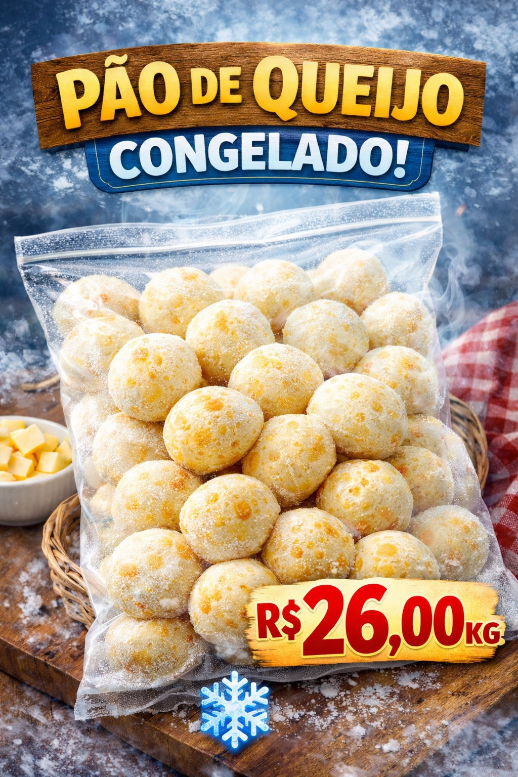 Pão de queijo pequeno 30 gr ou grande  50gr ( colocar na descrição qual prefere )