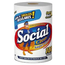 Papel Toalha (Social Clean) 1 rolo c/100 toalhas