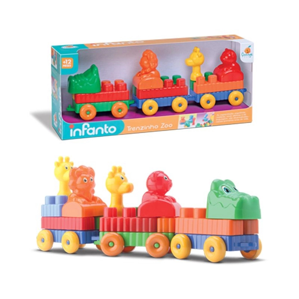 BRINQUEDO TRENZINHO ZOO DIDATICO ENCAIXES CX42CM