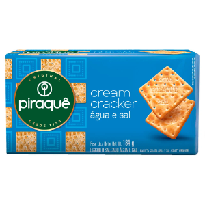 BISCOITO CREAM CRACKER ÁGUA E SAL PIRAQUÊ 184G