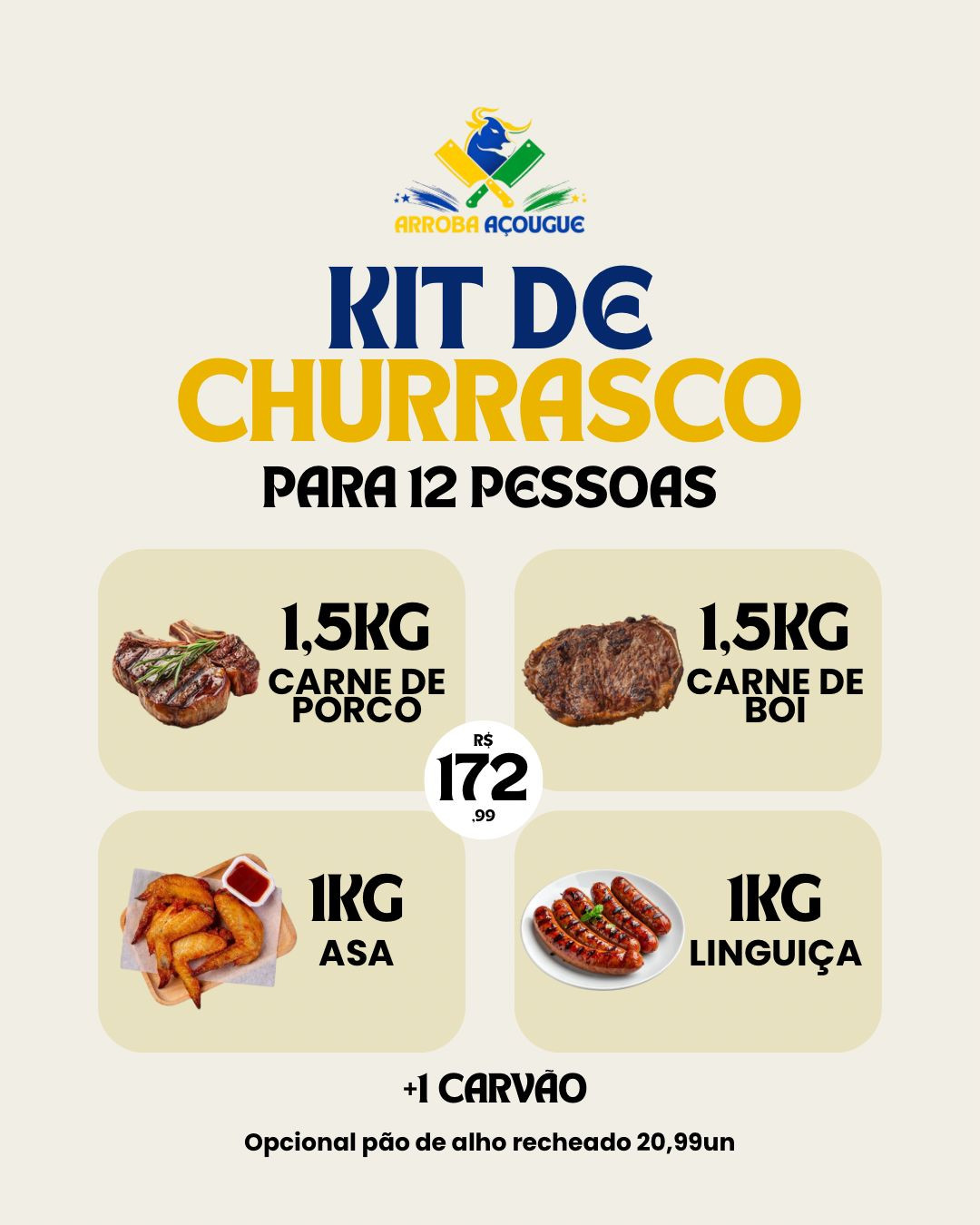 Kit de Churrasco 02 (serve 12 pessoas)