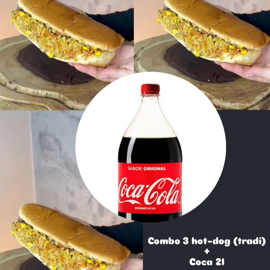 combo 3 hot dog   + coca 2 l