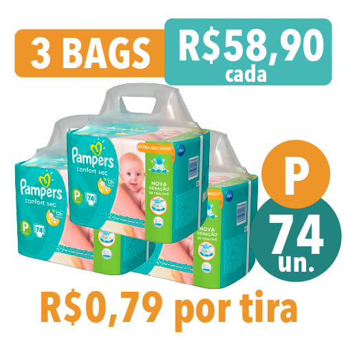 FRALDA PAMPERS CONFORTSEC BAG P