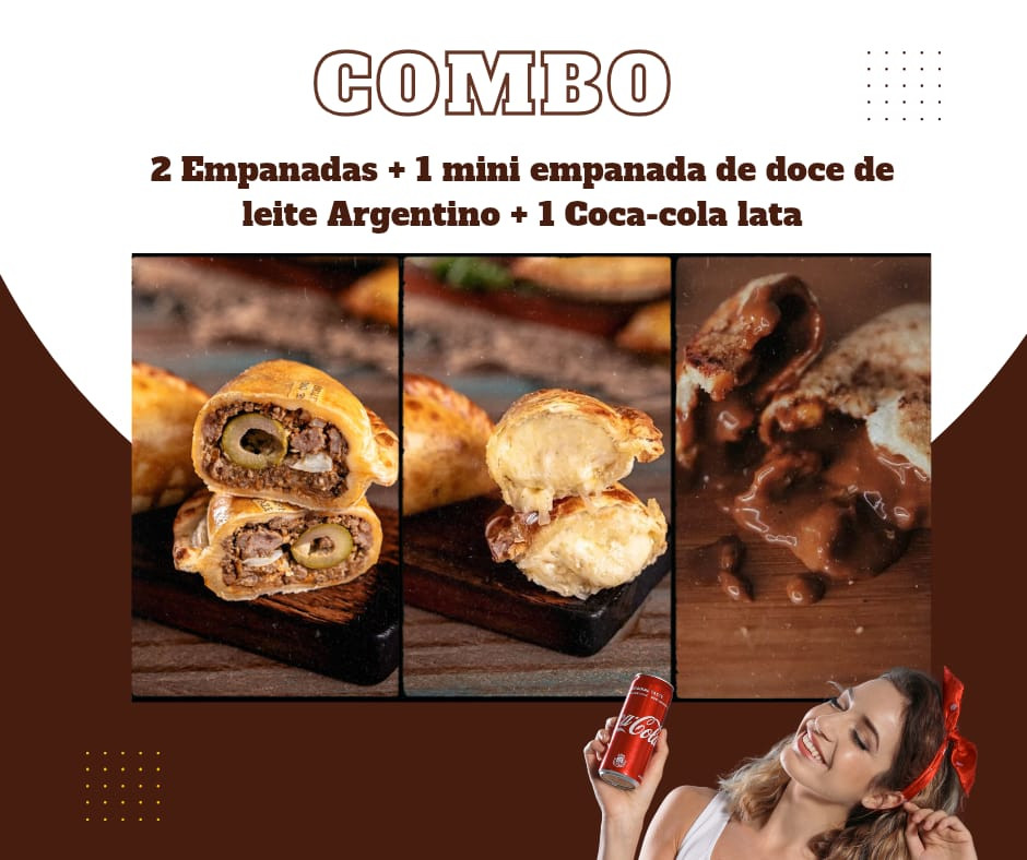 2 Empanadas + 1 mini de doce de leite + 1 refri