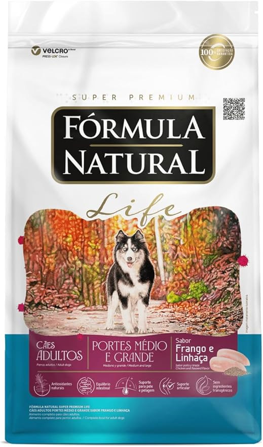 Formula Natural Life Cães Adultos Raças Média e Grande 15kg