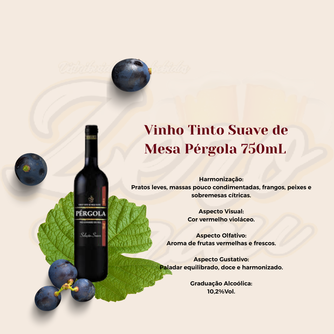 VINHO PERGOLA TINTO SUAVE 750ML