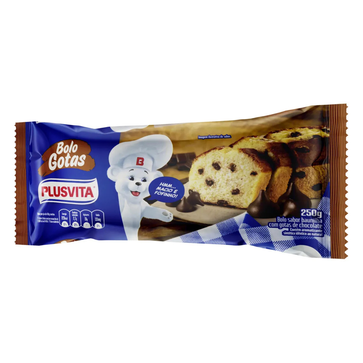 BOLO PLUSVITA GOTAS DE CHOCOLATE 250g