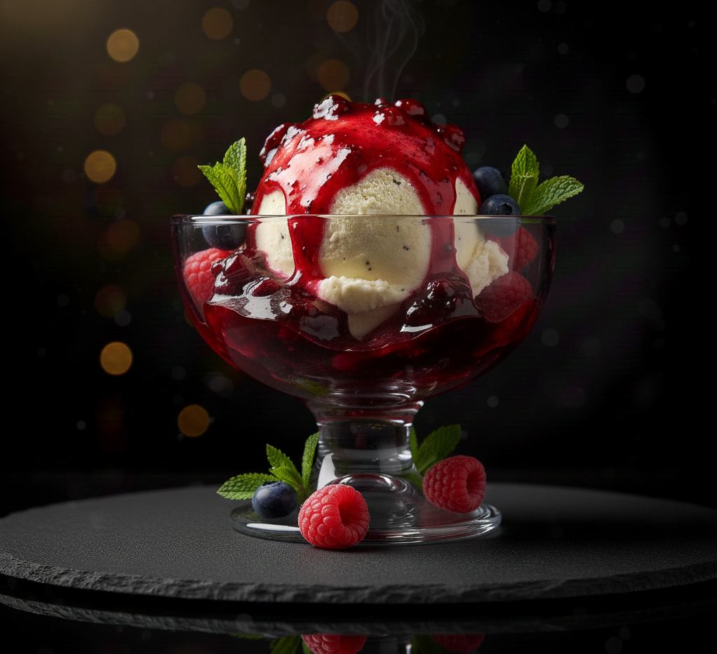 SORVETE CREME COM FRUTAS VERMELHAS
