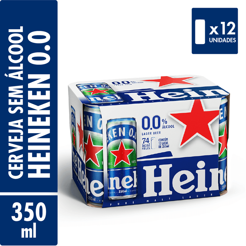 Heineken 350ml 0,0% Álcool - Fardo de 12 unidades