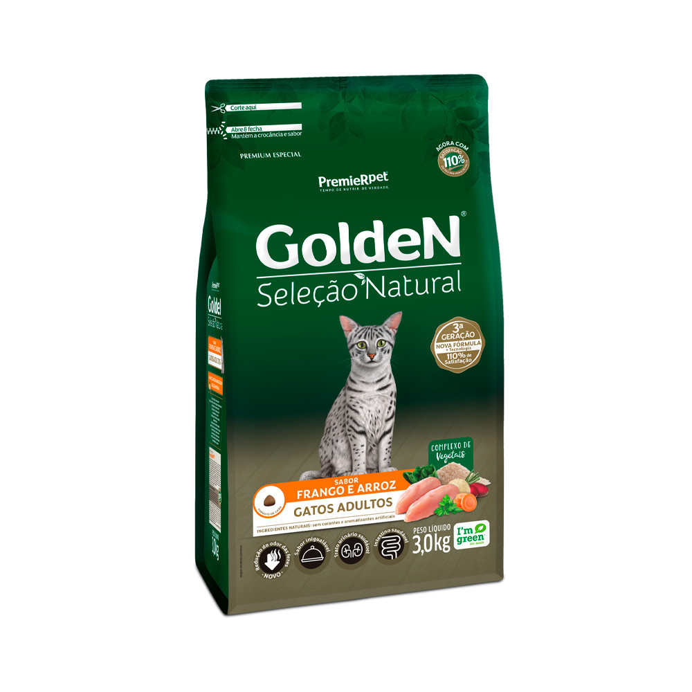 Golden Seleção Natural Gatos Adultos Frango & Arroz 3kg