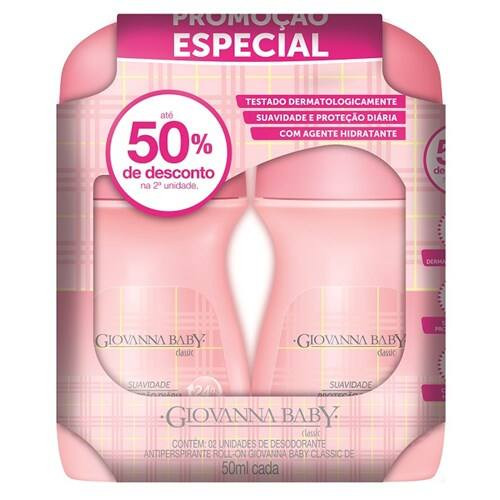 Kit de Desodorante Roll On Cor Rosa Giovanna Baby 50ml com 2un