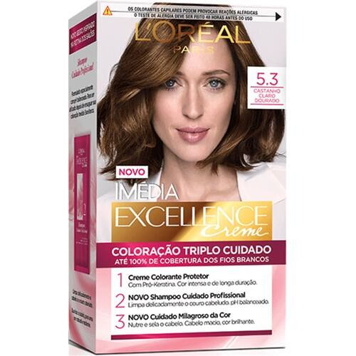 Tintura para Cabelo Castanho Claro Dourado 5.3 Imédia Excellence L'oréal