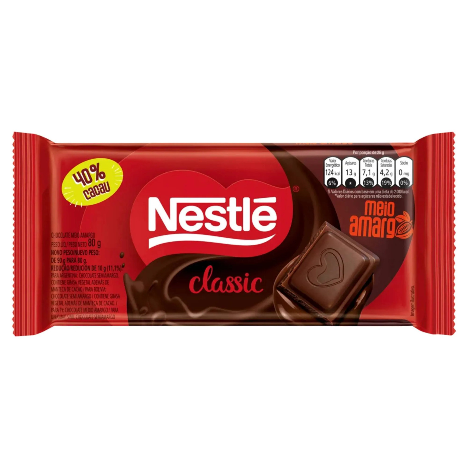 CHOCOLATE TABLETE NESTLE MEIO AMARGO 80G**