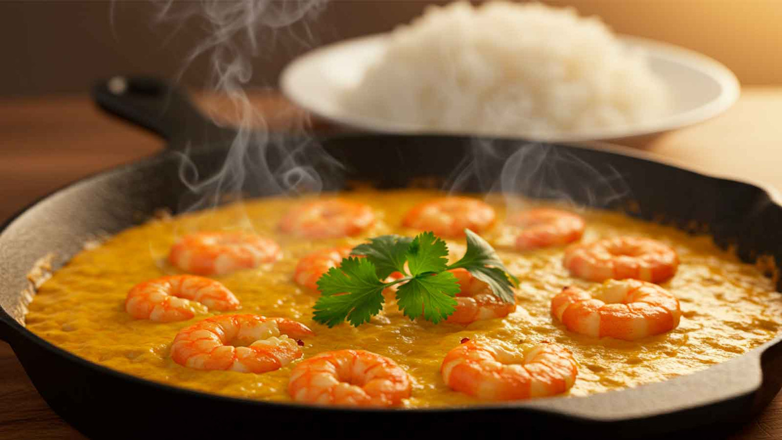 BOBO DE CAMARAO (ARROZ, FAROFA DE DENDE E SALADA)