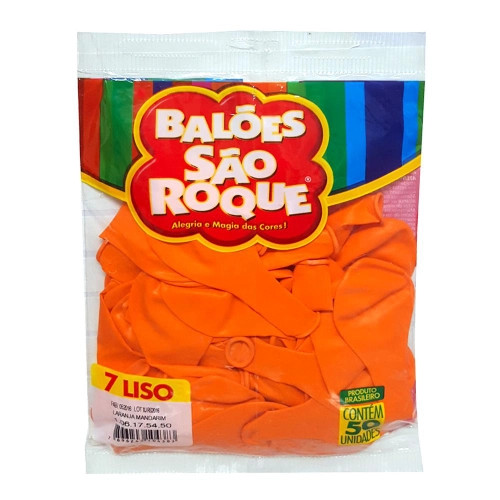 BALÃO BEXIGA SÃO ROQUE N7 LARANJA MANDARIM 50UN FESTA
