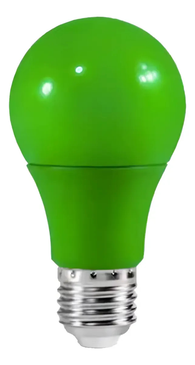 Lampada Led Bulbo A60 7w Colorida Decorativa E27 Biv Cor Verde 