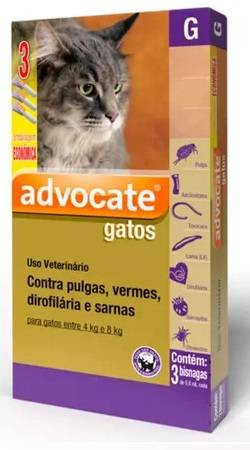 Advocate Gatos G - 4 kg a 8 kg Emb. 3 Pipetas 